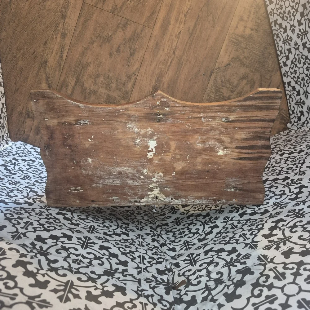 Rustic 1960's Wooden Shelf Wall Hanging Dark Stained 14'L 13.5'T 7.5D